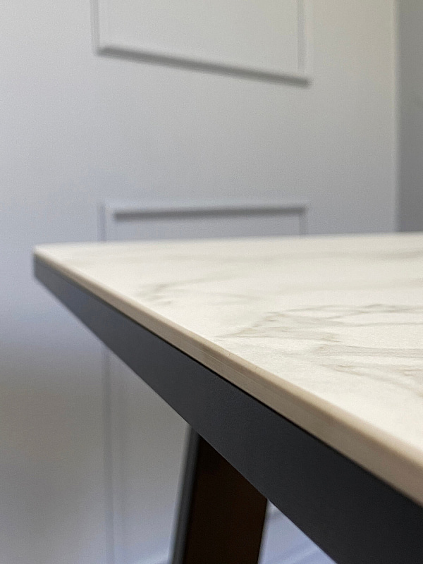 Стол обеденный Kenner AZ1200 Черный / Мрамор белый