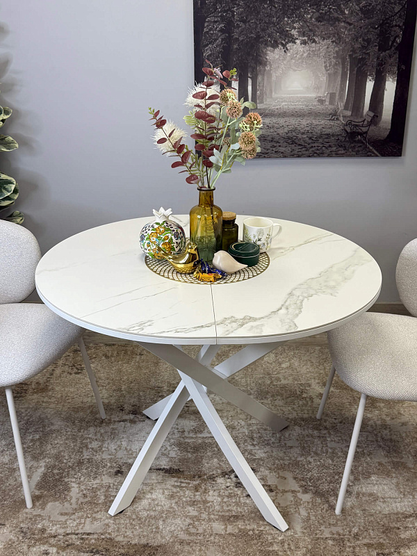 Стол обеденный Kenner R1000 Белый / Мрамор белый