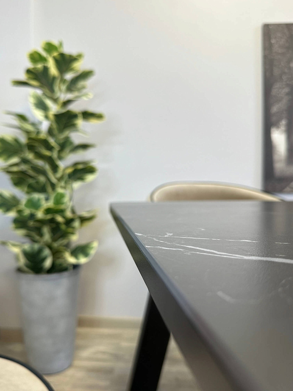 Стол обеденный Kenner AZ1200 Черный / Мрамор черный