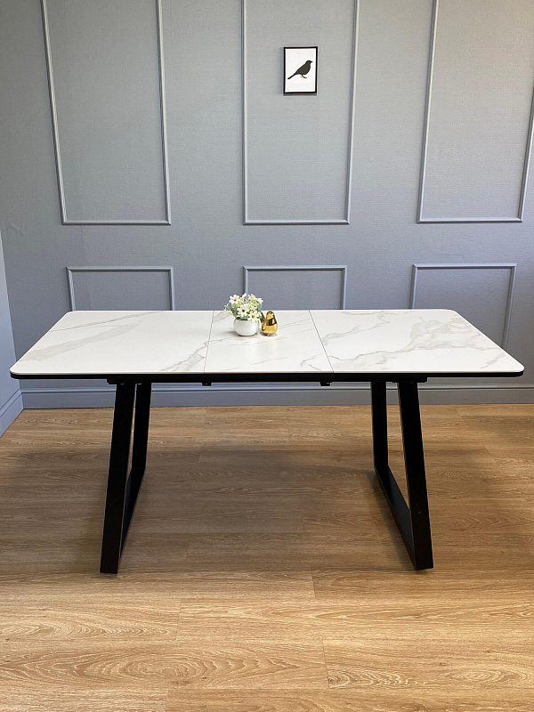 Стол обеденный Kenner AZ1200 Черный / Мрамор белый