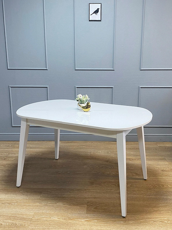 Стол обеденный Kenner 1300M Белый / Стекло белый глянец