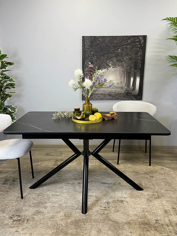 Стол обеденный Kenner DM1400 Черный / Мрамор черный