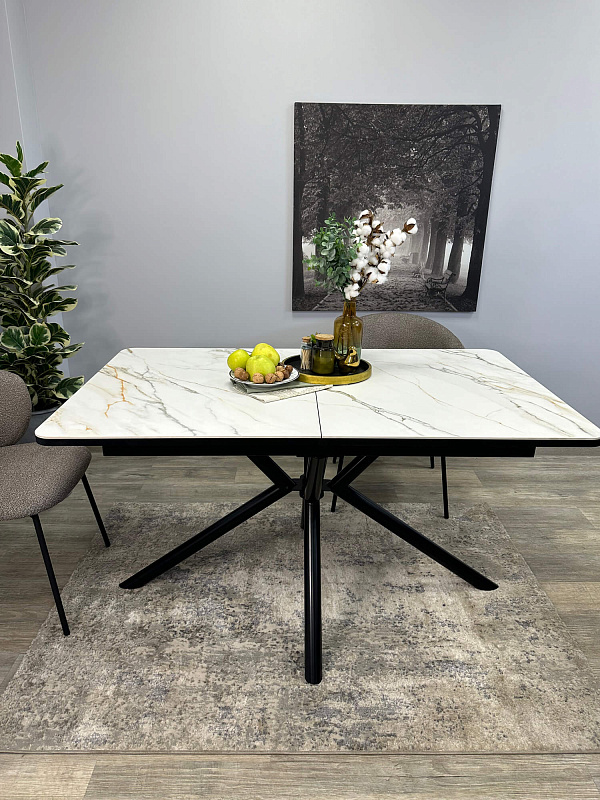 Стол обеденный Kenner DM1400 Черный / Мрамор золотой