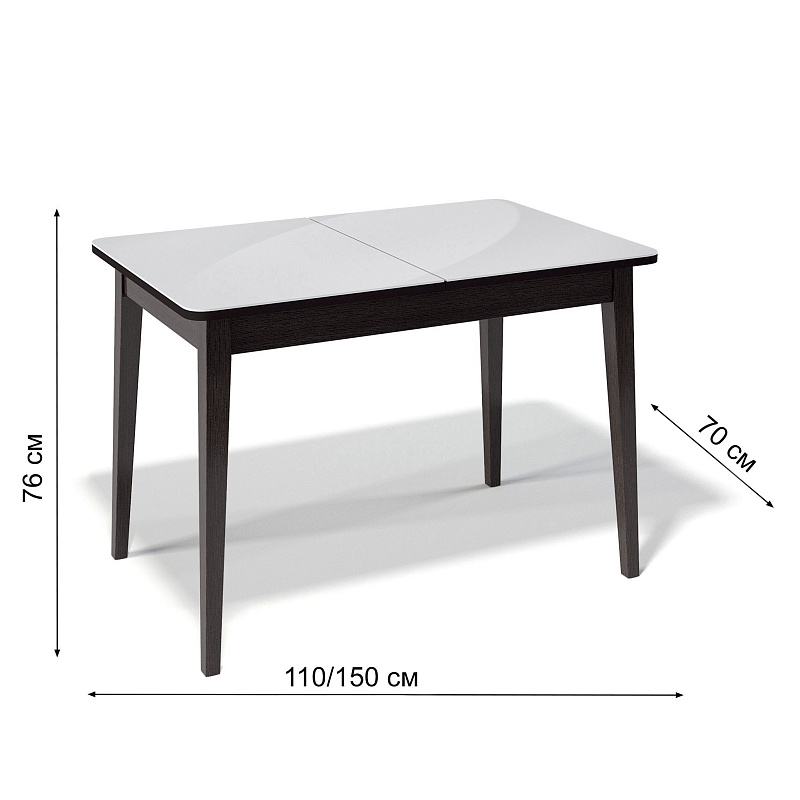 Стол обеденный KENNER 1100M Венге / Стекло белое
