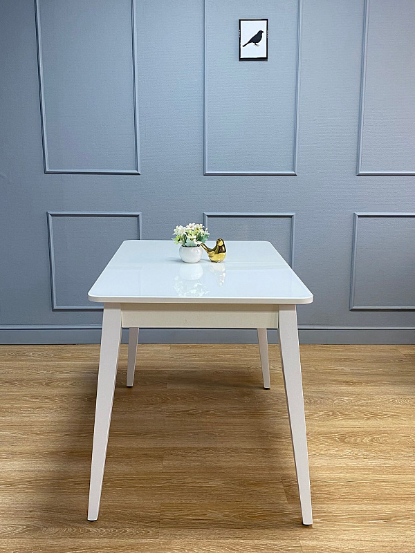 Стол обеденный KENNER 1100M Белый / Стекло белое