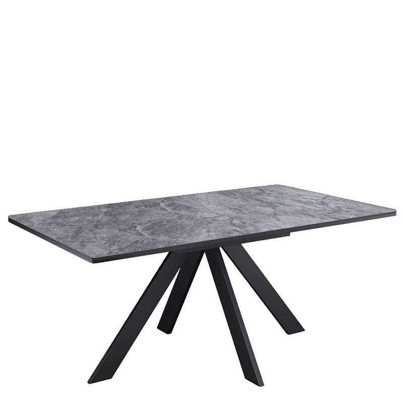 Стол обеденный Kenner DL1600 Черный / Мрамор серый глянец