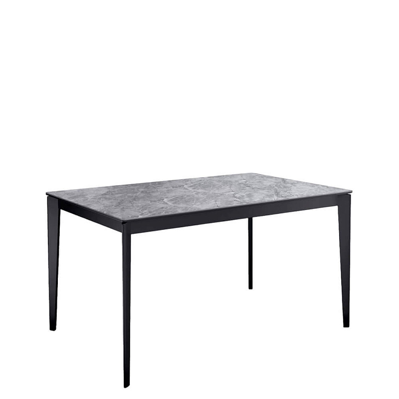 Стол обеденный Kenner KR1400 Черный / Мрамор серый глянец