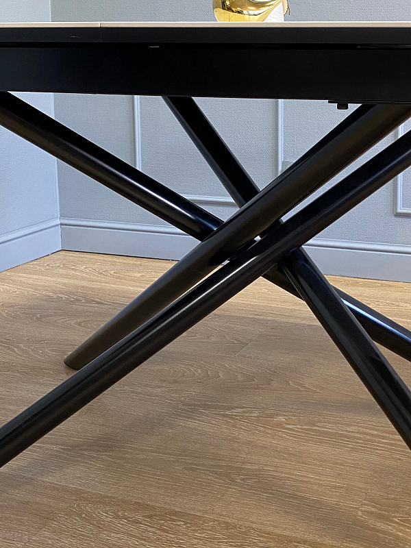 Стол обеденный Kenner DK1200 Черный / Мрамор золотой