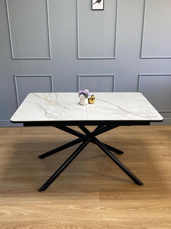 Стол обеденный Kenner DK1200 Черный / Мрамор золотой