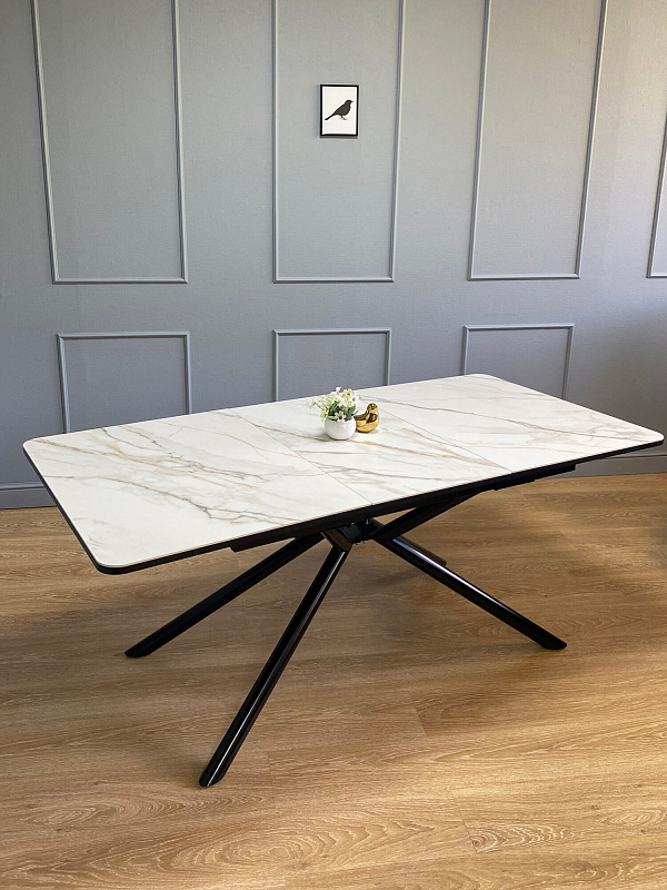 Стол обеденный Kenner DC1300 Черный / Мрамор золотой