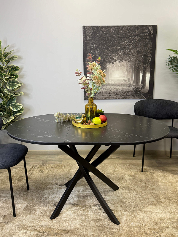 Стол обеденный Kenner R1000 Черный / Мрамор черный