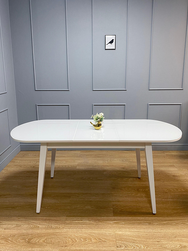 Стол обеденный Kenner 1300M Белый / Стекло белый глянец