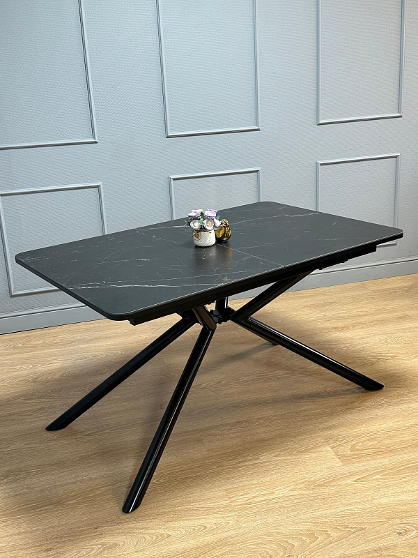 Стол обеденный Kenner DC1300 Черный / Мрамор черный