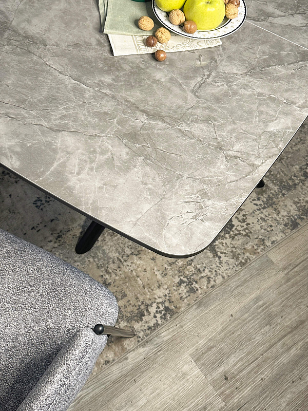 Стол обеденный Kenner DF1250 Черный / Мрамор серый глянец