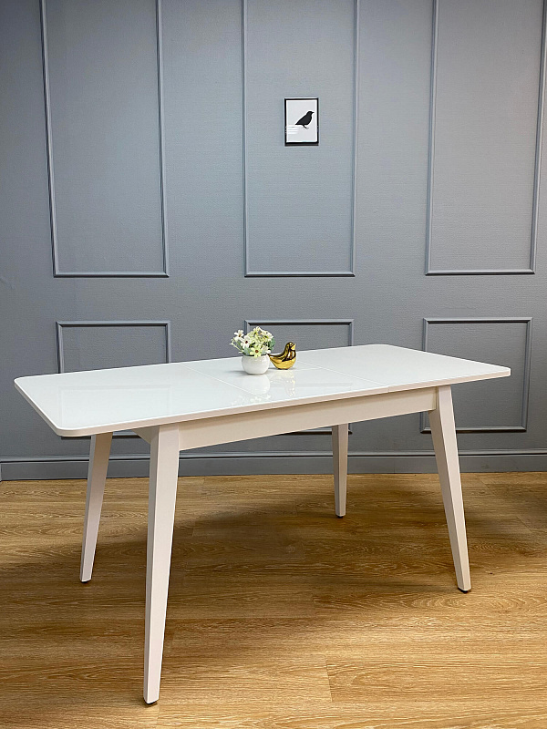 Стол обеденный KENNER 1100M Белый / Стекло белое