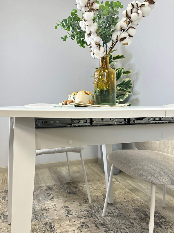 Стол обеденный KENNER 1000M Белый / Стекло белый сатин